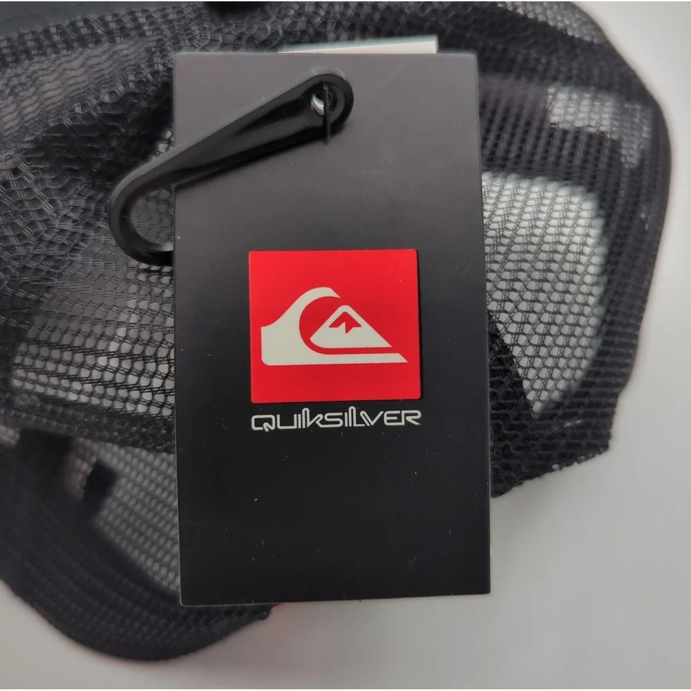 Quiksilver Black Trucker Hat Mountain‎ Palm Leather Patch Snapback QS001453Y NEW